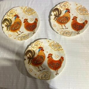 Set of 3 Pier One ironstone “Gallo” Dinner Plates 11 inch